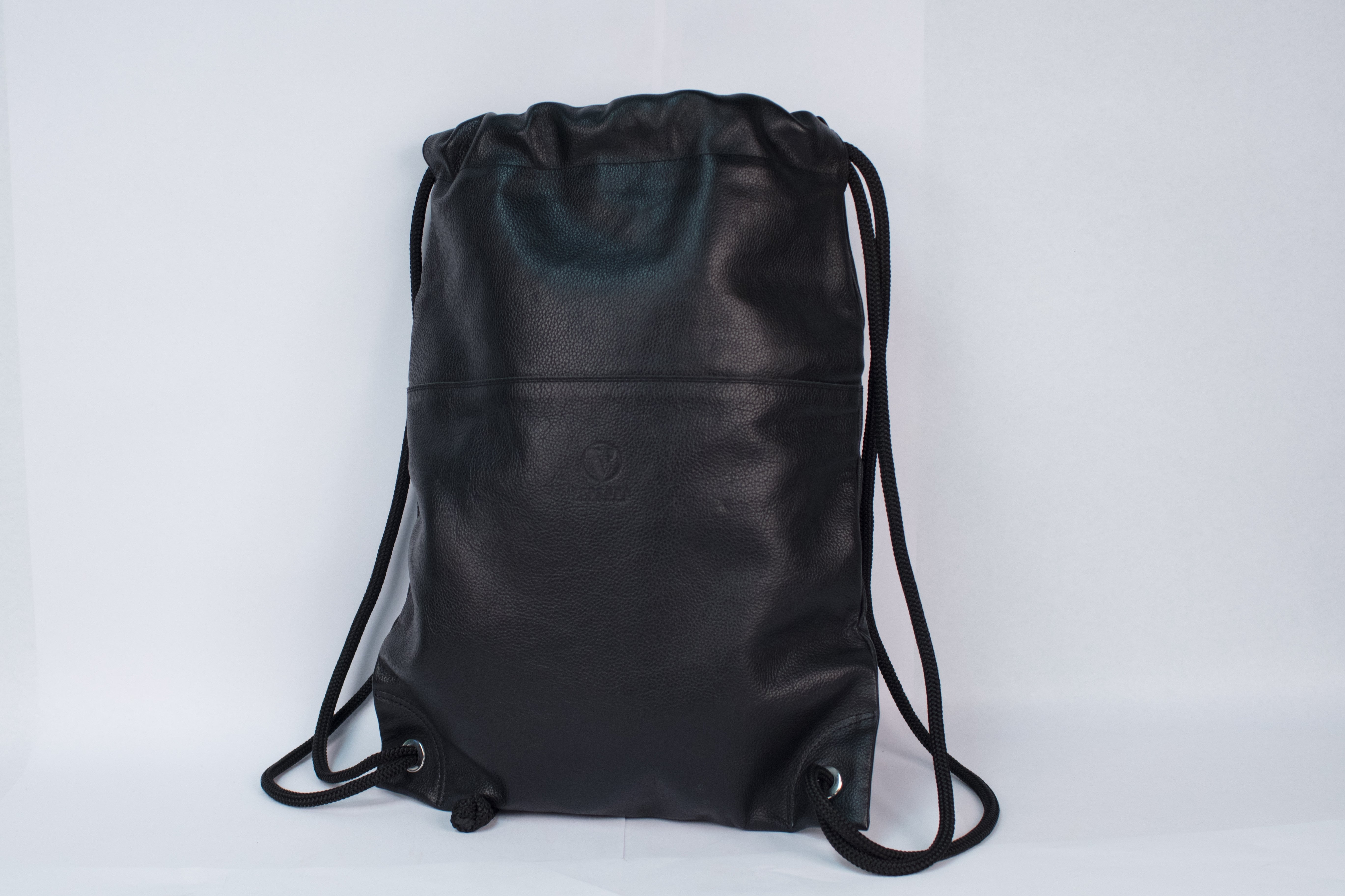 black faux leather drawstring backpack Black Drawstring Bag – Venture Leather Co